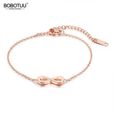 BOBOTUU Trendy Infinity Women's Charm Bracelets Rose Gold Color Srainless Steel Classic Link Chain Bracelet Jewelry BB18091 2024 - buy cheap