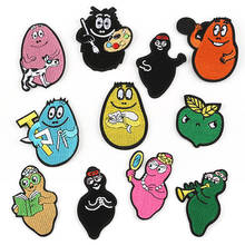 Children's Cartoon Anime Les Barbapapa Motif Embroidered Fabric Badge Iron on Patches for Girls Boys 2024 - buy cheap