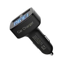 4 em 1 dupla usb carregador de carro adaptador com tensão dc 5v 3.1a testador para iphone carregador de carro rápido adaptador de energia estilo do carro 2024 - compre barato