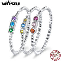 Wostu New Colorful Zircon Summer Sale S925 Sterling Silver Finger Rings For Women Girls Fine Jewelry Gift BKR720 2024 - buy cheap