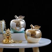 Nordic Ceramic Gold Plated Apple Model Ornaments Home Decor Sculpture Modern Art Fruit Figurines Wine Shelf Christmas Decoration 2024 - buy cheap