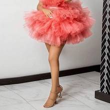 Cosplay Women Skirts Short Mini faldas Watermelon Tulle Skirts Puffy Lush Party Skirt Above Knee Satin Zip 2024 - buy cheap