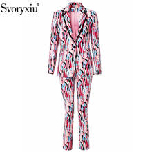 Svoryxiu Designer Autumn Winter Fashion Office Lady Two Piece Set Women's Elegant Print Single Button Blazer + Pants Suit XXL 2024 - buy cheap