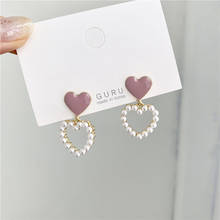 Cute Heart Drop Earrings for Girls Women Pearl Dangle Earings Jewelry Korean Style Female Wedding Party Love Gift Fashion 2024 - купить недорого