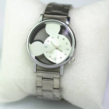 Мода мультфильм часы женские часы Mickey для девушек-студенток; Мальчики часы кварцевые часы из нержавеющей стали, наручные часы прозрачные полые Reloj 2024 - купить недорого