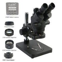 Тринокулярный стереомикроскоп, 3,5x-90x, + видеокамера 37 МП 1080P HDMI USB + объектив 0.5X 2.0X для пайки печатных плат 2024 - купить недорого
