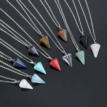 Fashion  Natural Reiki Pendant Healing Crystal Amulet Gemstone Hexagon Pyramid Necklace Charm Gift Jewelry Stone 2024 - compre barato