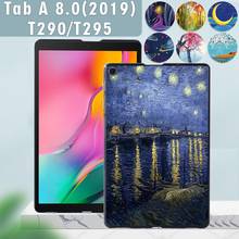 Capinha para samsung galaxy tab a 8.0 (2019) t290/t295 óleo impresso pc plástico capa protetora de volta tablet capa + caneta livre 2024 - compre barato