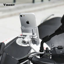 Vmonv Aluminium Motorcycle Charging Handlebar Mobile Phone Holder For iPhone X Universal Rearview Mirror USB Charger Stand Mount 2024 - buy cheap