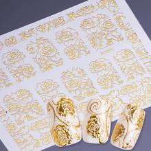 Pegatina de uñas 3D de color bronce dorado, 1 pieza, pasta metálica de flores, decoración artística de uñas, manicura, SAAD201-212 de puntas DIY 2024 - compra barato