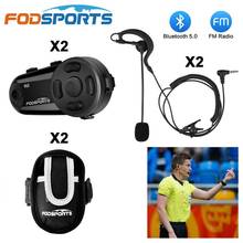 Fodsports 2 шт. V6S рефери домофон 1200 м беспроводная Bluetooth-гарнитура футбольный переговорное устройство BT5.0 для футбольного судьи на велосипеде с FM-радио 2022 - купить недорого