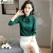 Boollili elegante das mulheres topos e blusas camisa de seda real primavera outono roupas coreano senhoras escritório wear blusa 2024 - compre barato