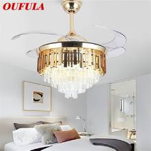 OUFULA Ceiling Fan Light Invisible Luxury Crystal LED Lamp With Remote Control Modern For Home 2024 - buy cheap