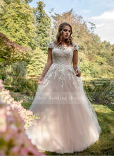 Elegante champanhe vestido de casamento a linha applqiues mais tamanho vestidos de noiva feitos sob encomenda de noiva 2024 - compre barato