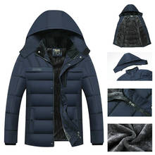 Мужская утолщенная теплая куртка, мужские парки, пальто на молнии с капюшоном, Мужское пальто со съемным капюшоном, мужская верхняя одежда 2020, Зимние флисовые куртки 2024 - купить недорого