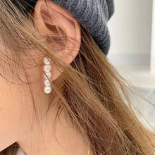 Women's Fashion Cute Creative Stud Earrings Simple Style Row Pearl Earring Stud Balance Beam Elegant Earring Piercing Jewelry 2024 - buy cheap