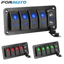 Voltímetro Digital de doble puerto USB, interruptor basculante de palanca de 4 entradas para coche, barco marino, Panel de interruptor LED + pegatina, 12V/24V 2024 - compra barato