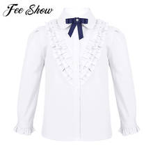 Teenage Girls Blouses Formal Clothes Long Sleeves Turn-Down Collar Bow Shirts Girls School Uniforms Preppy Style Girls Blouses 2024 - buy cheap