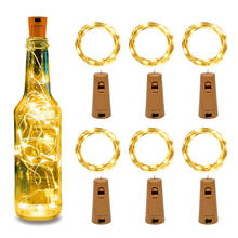 Guirnalda de corcho para botellas de vino, accesorio para decoración del hogar, boda, fiesta de San Valentín, con batería, 2M, 20led 2024 - compra barato