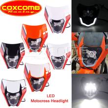 Duplo esporte oi/lo feixe led farol motocross cabeça máscara de luz carenagem para exc tpi XC-W EXC-F 690 smc fábrica seis dias eua 2024 - compre barato