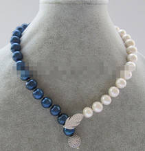 natural white & blue round freshwater pearl necklace 2024 - buy cheap