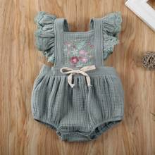 2020 Floral Embrodery Infant Bodysuit 0-18M Newborn Baby Girl Clothes Summer Flower Lace Fly Sleeve Jumpsuit Cotton Linen Outfit 2024 - buy cheap