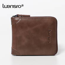 2021 Genuine Leather Men Wallets Short Coin Purse Small Wallet Leather Card Holder Purse Vintage Zipper Wallet Men High Quality 2024 - buy cheap
