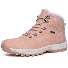 Botas de nieve cálidas y cómodas para mujer, zapatos de algodón resistentes al desgaste, botines de terciopelo, color rosa, invierno, 42 2024 - compra barato