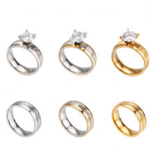 Кубический циркон свадебные кольца для мужчин и женщин из нержавеющей стали болгарийские золотые обручальные кольца для пары ювелирные изделия 2024 - купить недорого