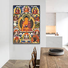 Impresión en lienzo de Buda Sakyamuni Thangka para decoración del hogar, sala de estar de pared para imágenes artísticas, pasillo 2024 - compra barato