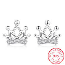 Classic Crystal Crown Princess Girl Silver Stud Earrings Jewelry Charm 925 Silver Earrings Women Party Accessories Crystal 2024 - buy cheap