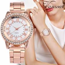 Relojes de pulsera de cuarzo con diamantes de imitación para mujer, pulsera femenina de oro rosa y acero inoxidable, gran oferta 2024 - compra barato