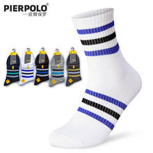 5 Pairs/lot Brand PIER POLO Fashion Striped Socks Casual Cotton Socks Autumn Winter Embroidery Crew Socks Manufacture Wholesale 2024 - buy cheap
