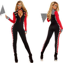 Костюм для взрослых женщин на Хэллоуин, костюм гоночного автомобиля, водителя, комбинезон для судьи чирлидинга 2024 - купить недорого