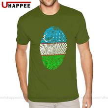 Милая футболка с принтом отпечатка пальца флаг Узбекистана для мужчин, футболки с короткими рукавами и круглым вырезом на заказ 2024 - купить недорого
