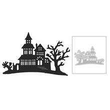 Troqueles de corte de Metal de silueta de árbol y casa de castillo de construcción de Halloween, para bricolaje, fabricación de tarjetas de felicitación, papel para álbum de recortes, novedad de 2020 2024 - compra barato