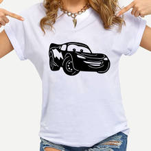 Women Tshirts Clothes Fashion Summer Casual Female T-shirt Woman Disney Cars Lightning Mcqueen Print Tee Ladies Short Sleeve Top 2024 - buy cheap