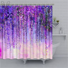 Cortinas de ducha con patrón de flores púrpuras, pantalla de baño de poliéster impermeable para decoración del hogar, juegos de ducha impresos 2024 - compra barato