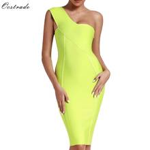 Ocstrade Celebrity Bandage Dress New Arrival 2020 Summer Women Neon Green Bandage Dress Bodycon One Shoulder Evening Party Dress 2024 - buy cheap