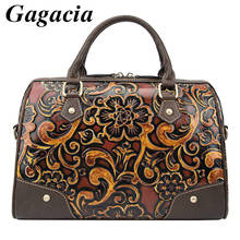 GAGACIA Women's Luxury Handbag Genuine Leather Retro Hand Bag For Women Handmade Embossing Shoulder Crossbody Bags Cow Leather 2024 - buy cheap