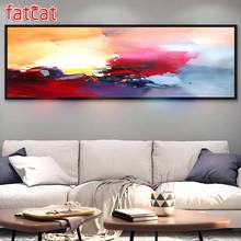Fatcat pintura de paisagem colorida grande 5d diy, quadrado completo redondo strass bordado decoração de casa ae2441 2024 - compre barato
