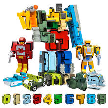 Figuras de acción transformables de 10 piezas para niños, Robot transformable por números, avión, coche, montaje creativo, bloques educativos, juguetes de regalo 2024 - compra barato