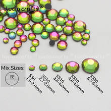 Lucia Crafts  500pcs/bag Rainbow Color  Hot Fix Stones  Mixed Sizes Glass Rhinestones Flatback DIYG0103 2024 - buy cheap