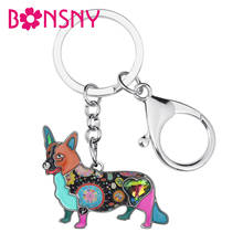 Bonsny esmalte liga cardigan galês corgi cão chaveiros bonito animal chaveiro jóias para crianças presentes da menina moda acessórios 2024 - compre barato