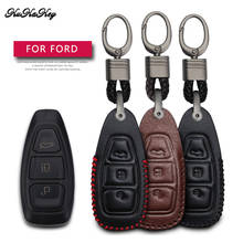 Кожаный чехол для автомобильных ключей, защитный чехол для Ford Mondeo Mk4 Focus Kuga Fiesta Fusion Ecosport, брелок для автомобильных ключей 2024 - купить недорого
