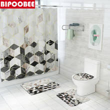 Marble Pattern Waterproof Shower Curtain Bathroom Mats and Curtains Bath Mat Sets Bathtub Screen Toilet Lid Cover Rug Home Decor 2024 - buy cheap