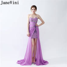 JaneVini-vestidos de fiesta de graduación para mujer, de lujo, con cuentas de cristal, plisado, color lila, púrpura, 2020 2024 - compra barato