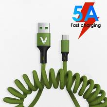 5A primavera extensión Micro USB tipo-C Cable de datos de carga rápida Cordón de cargador de teléfono 2024 - compra barato
