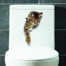 Милый Кот 3D наклейки на стену ванная комната туалет Детская комната украшения наклейки на стену стикер Холодильник водонепроницаемый плакат BTZ1 2024 - купить недорого
