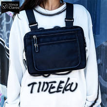 Casual Men's Canvas Chest Bags Streetwear Function Tactical Vest Bag for Men Trend Cool Travel Phone Bag Unisex Black Rig Bag 2024 - buy cheap